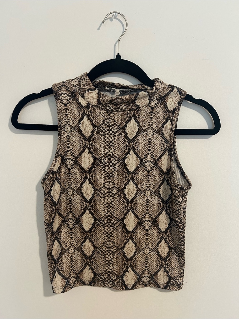 Caution To The Wind Snake Print Mock Neck Tank - Brown/Black/Cream